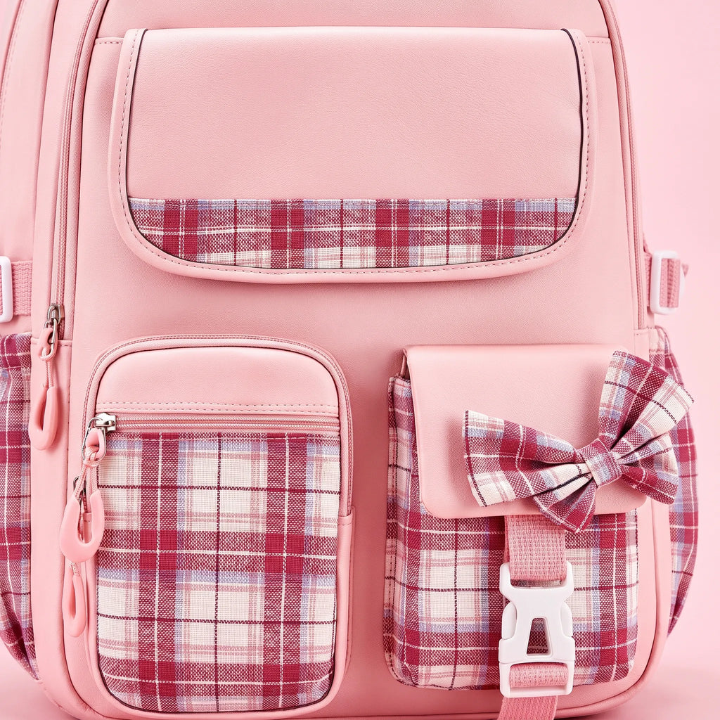 Checkered Detail School Rucksack – Travel, Everyday Use
