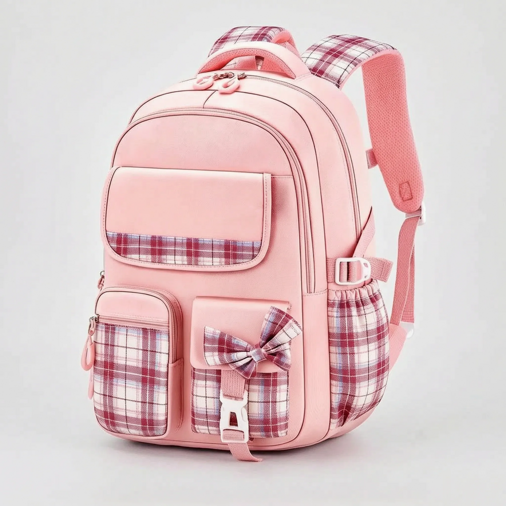 Checkered Detail School Rucksack – Travel, Everyday Use