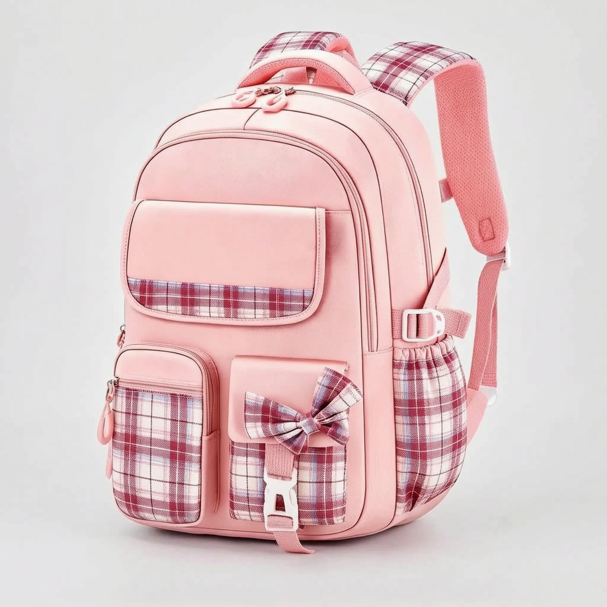 Checkered Detail School Rucksack – Travel, Everyday Use