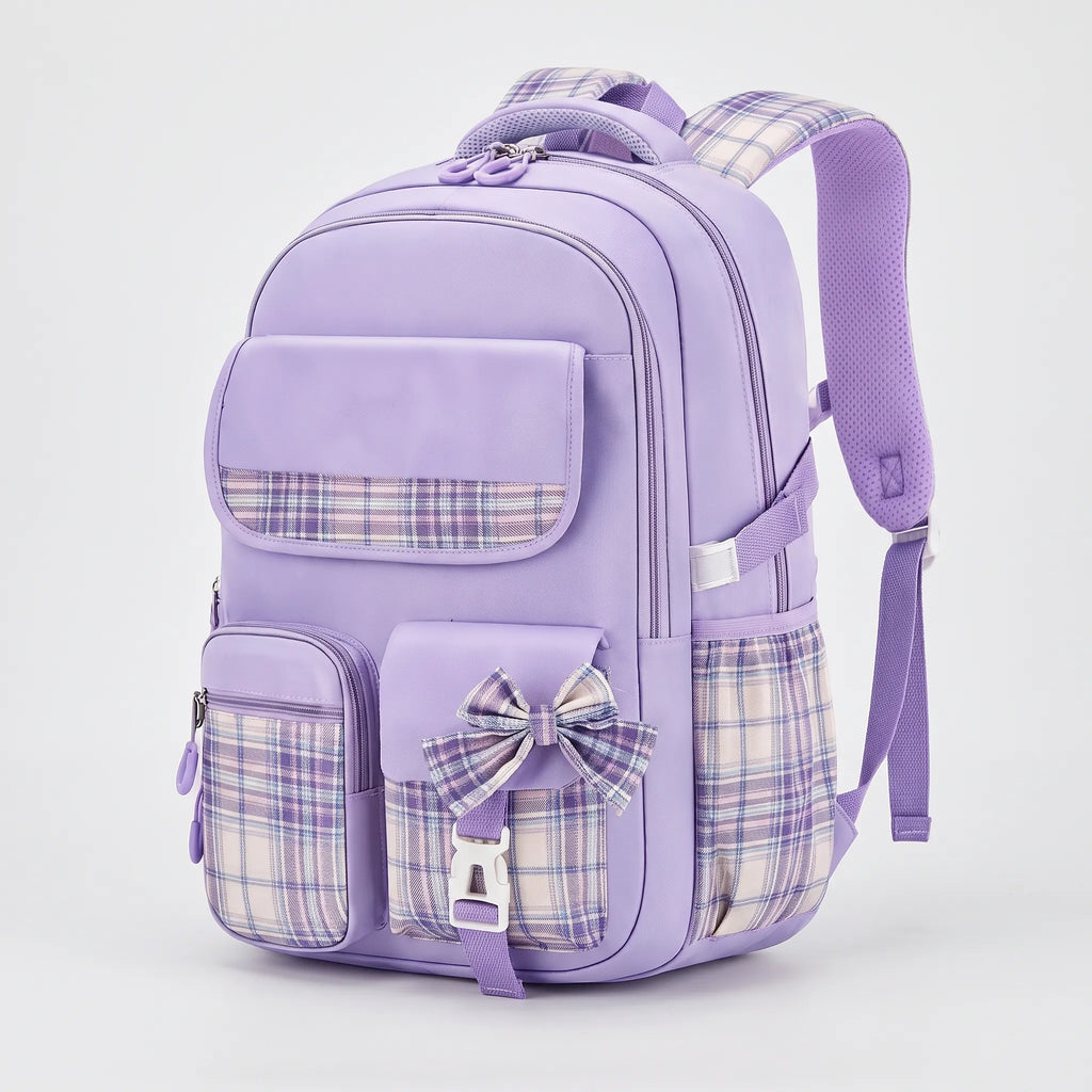 Checkered Detail School Rucksack – Travel, Everyday Use