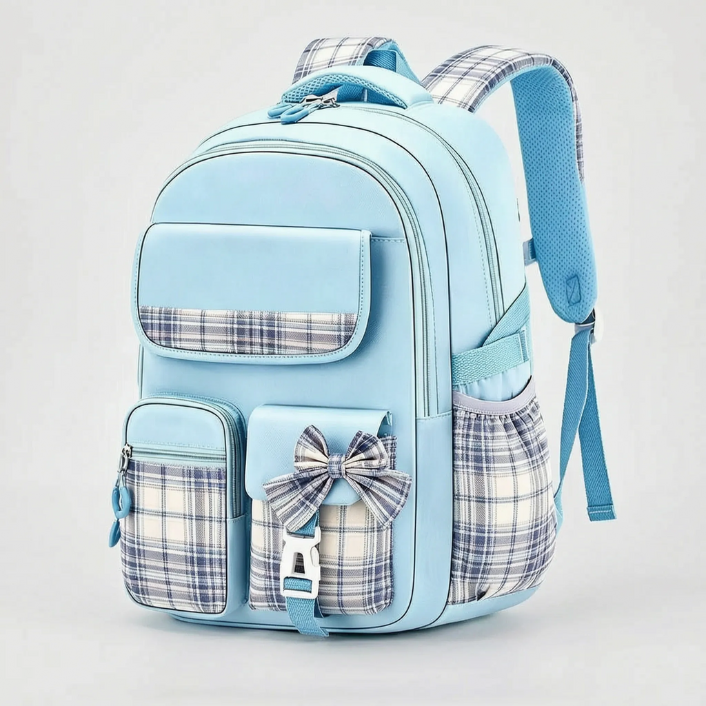 Checkered Detail School Rucksack – Travel, Everyday Use