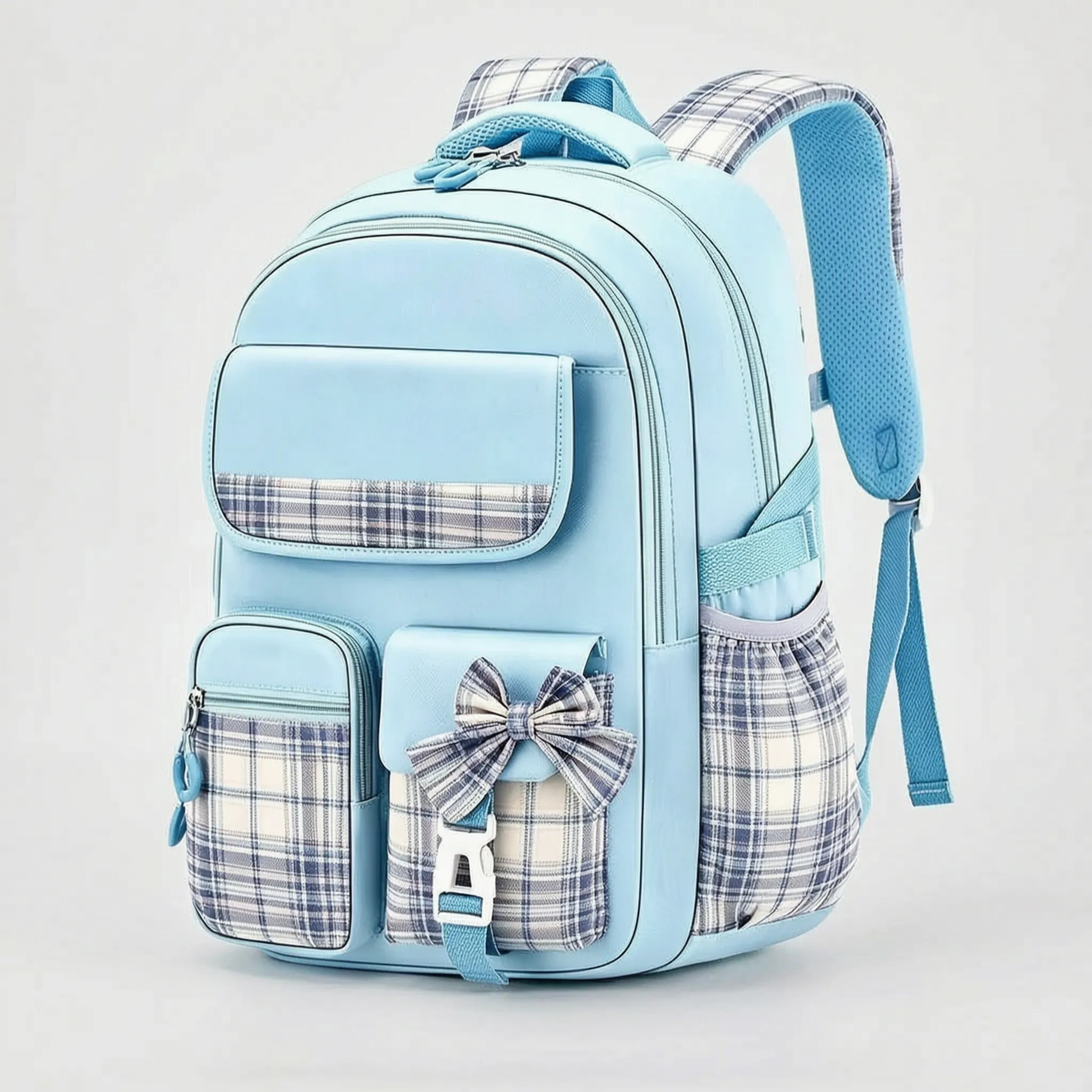 Checkered Detail School Rucksack – Travel, Everyday Use