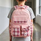 Checkered Detail School Rucksack – Travel, Everyday Use