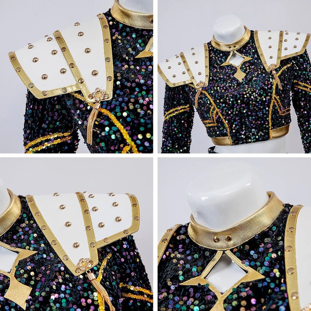 Cheerleader Costume Two-Piece Set with Crop Top and Pleated Skirt – Halloween, Cosplay