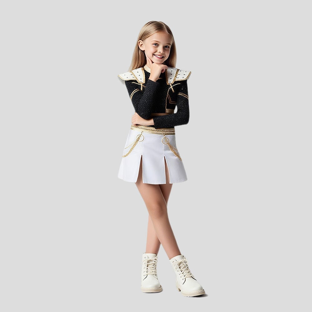 Cheerleader Costume Two-Piece Set with Crop Top and Pleated Skirt – Halloween, Cosplay
