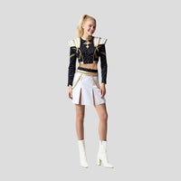 Cheerleader Costume Two-Piece Set with Crop Top and Pleated Skirt – Halloween, Cosplay