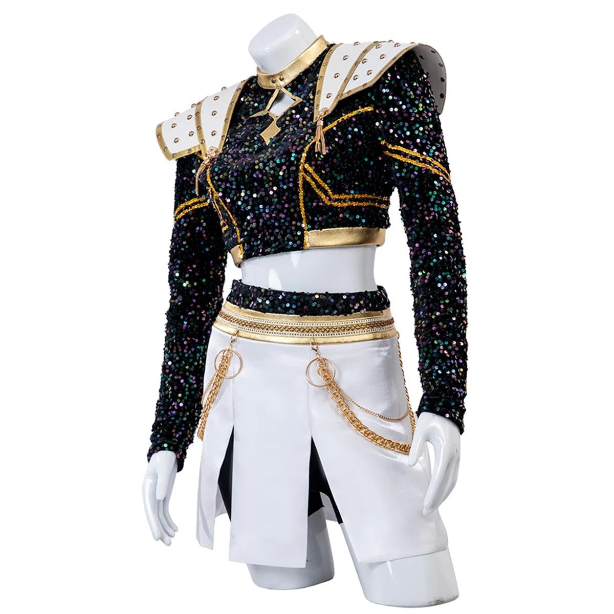 Cheerleader Costume Two-Piece Set with Crop Top and Pleated Skirt – Halloween, Cosplay