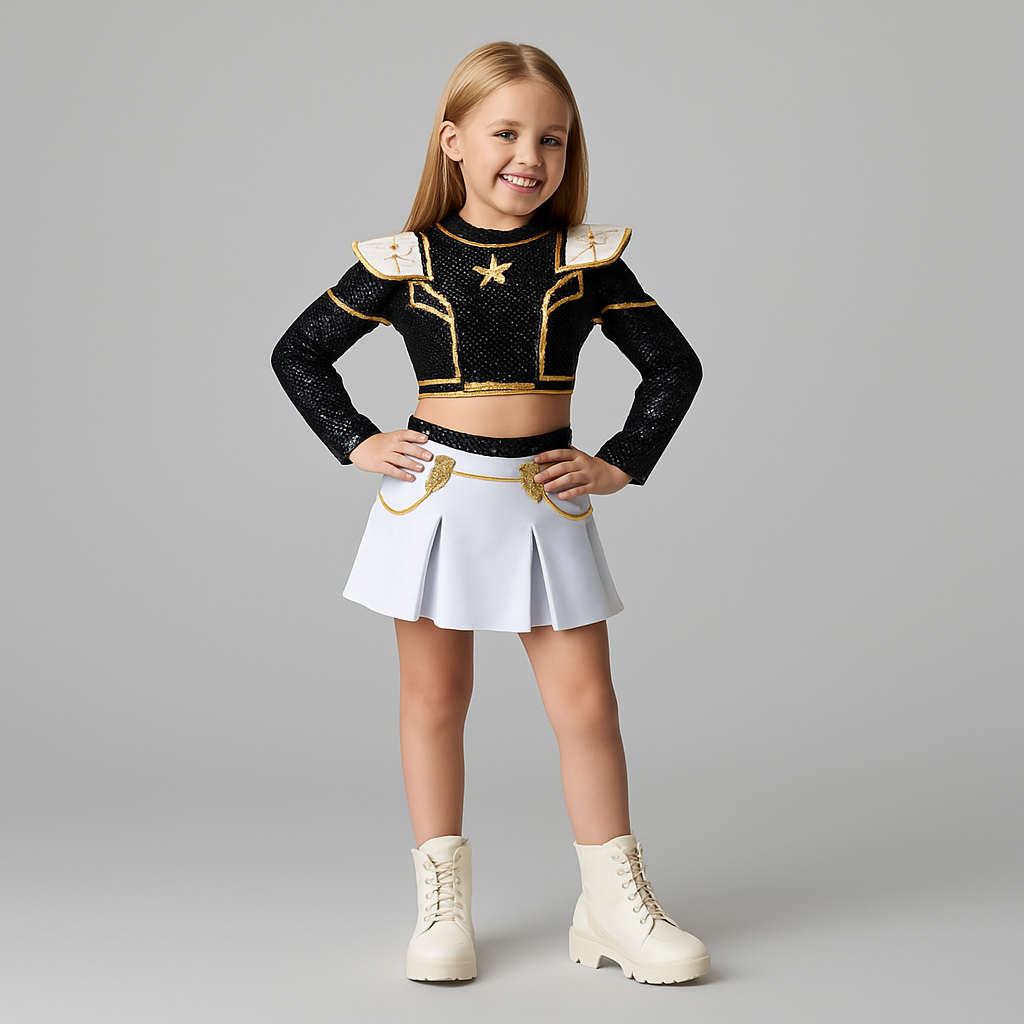 Cheerleader Costume Two-Piece Set with Crop Top and Pleated Skirt – Halloween, Cosplay