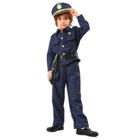 Children's Police Officer Costume for Halloween with Hat, Accessories, and Toy Handcuffs