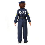 Children's Police Officer Costume for Halloween with Hat, Accessories, and Toy Handcuffs