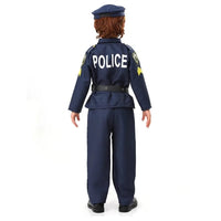 Children's Police Officer Costume for Halloween with Hat, Accessories, and Toy Handcuffs