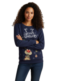Christmas jumper for women | Knitted pullover with Christmas motif | Casual winter fashion for the festive season Blue