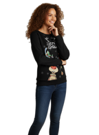Christmas jumper for women | Knitted pullover with Christmas motif | Casual winter fashion for the festive season Black