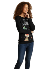 Christmas jumper for women | Knitted pullover with Christmas motif | Casual winter fashion for the festive season Black