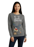 Christmas jumper for women | Knitted pullover with Christmas motif | Casual winter fashion for the festive season Grey
