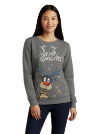 Christmas jumper for women | Knitted pullover with Christmas motif | Casual winter fashion for the festive season Grey