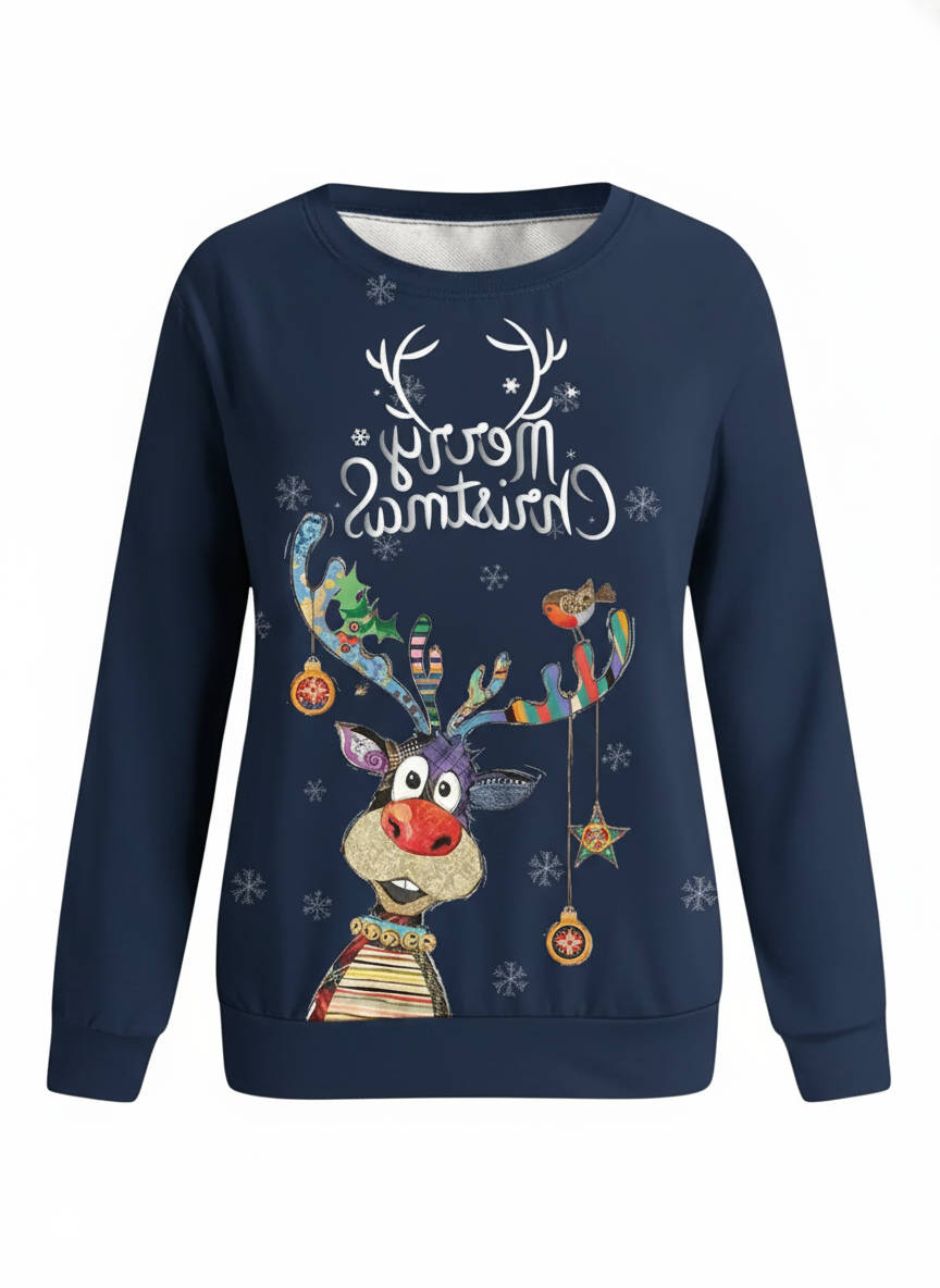 Christmas jumper for women | Knitted pullover with Christmas motif | Casual winter fashion for the festive season