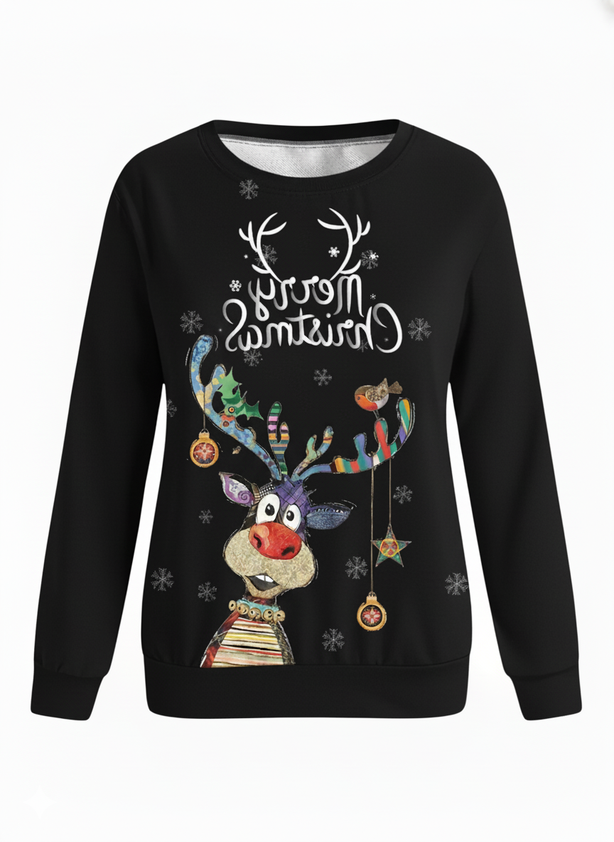 Christmas jumper for women | Knitted pullover with Christmas motif | Casual winter fashion for the festive season