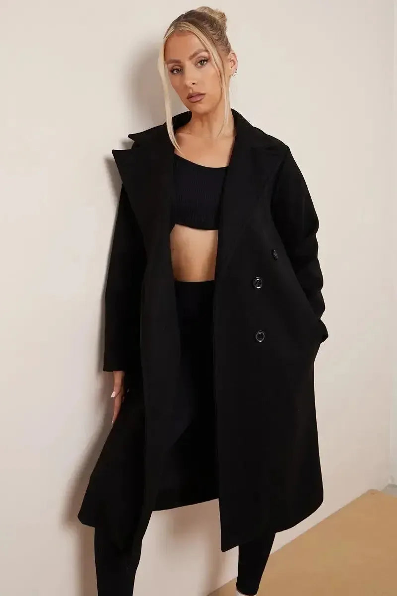 Classic Wool Belted Coat for Women