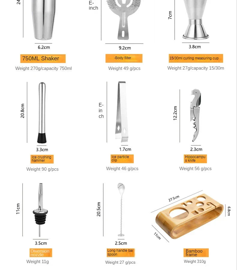 Cocktail Set Bar Kit – Metallic Finish, Mixology Essentials – Home, Gift