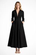 Collared Button Front Midi Dress for Women | Fitted Waist, Casual Style