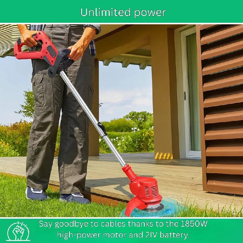 Cordless Brush Cutter 21V with Adjustable Handle – Garden Trimming, Outdoor Maintenance