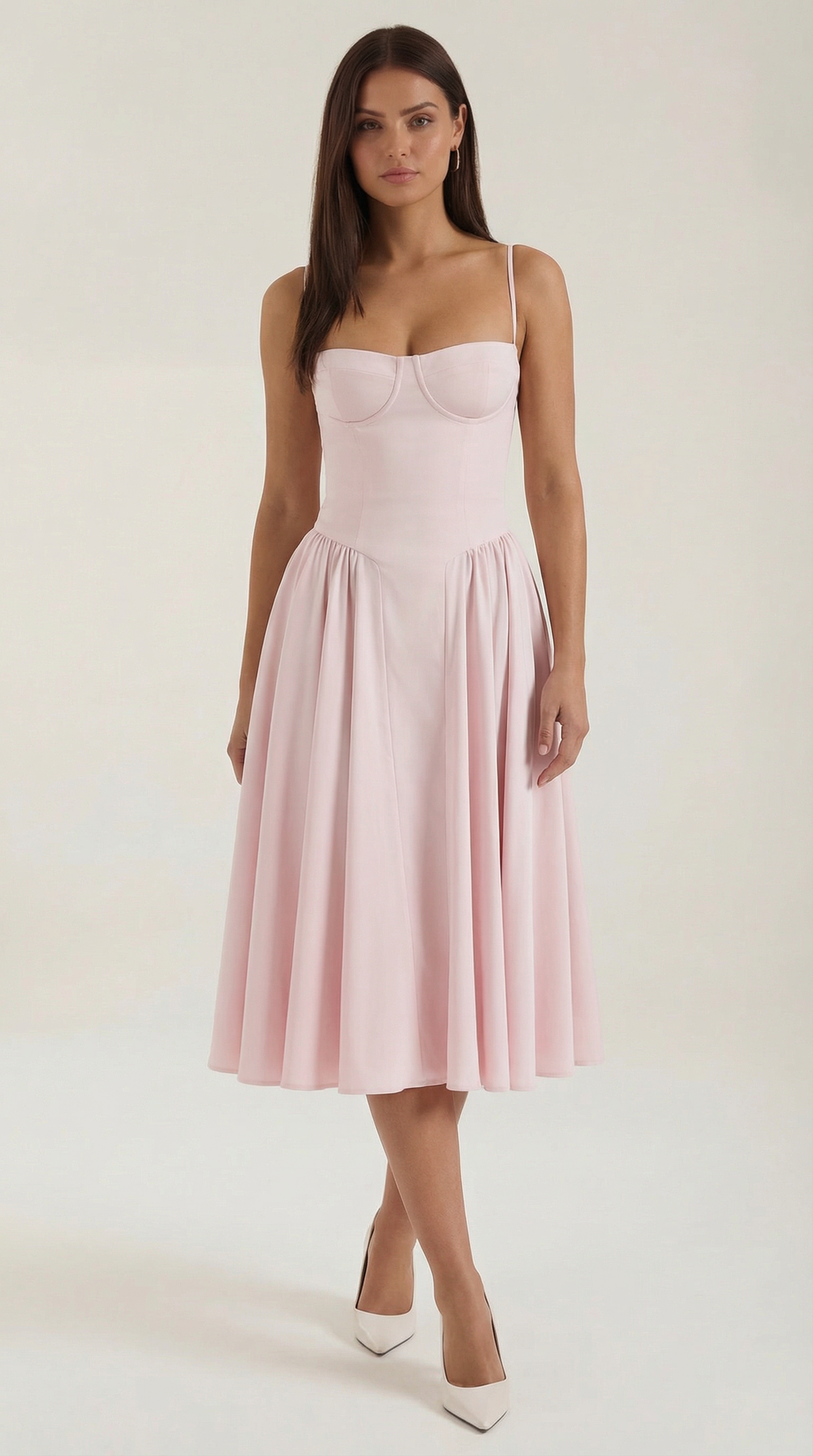 Corset Midi Dress in Elegant Fabric for Formal Events and Special Occasions