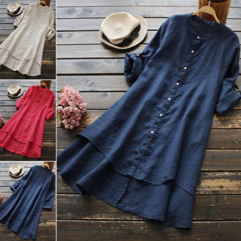Cotton-Linen Button-Up Shirt for Casual Wear - Lightweight and Breathable