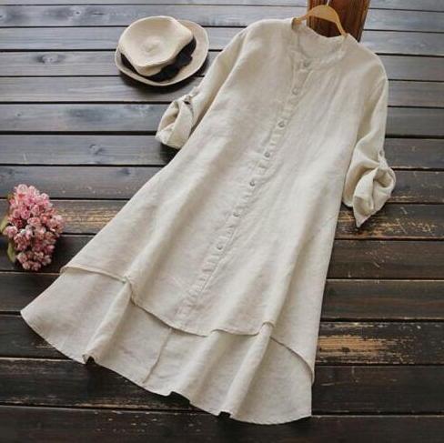 Cotton-Linen Button-Up Shirt for Casual Wear - Lightweight and Breathable