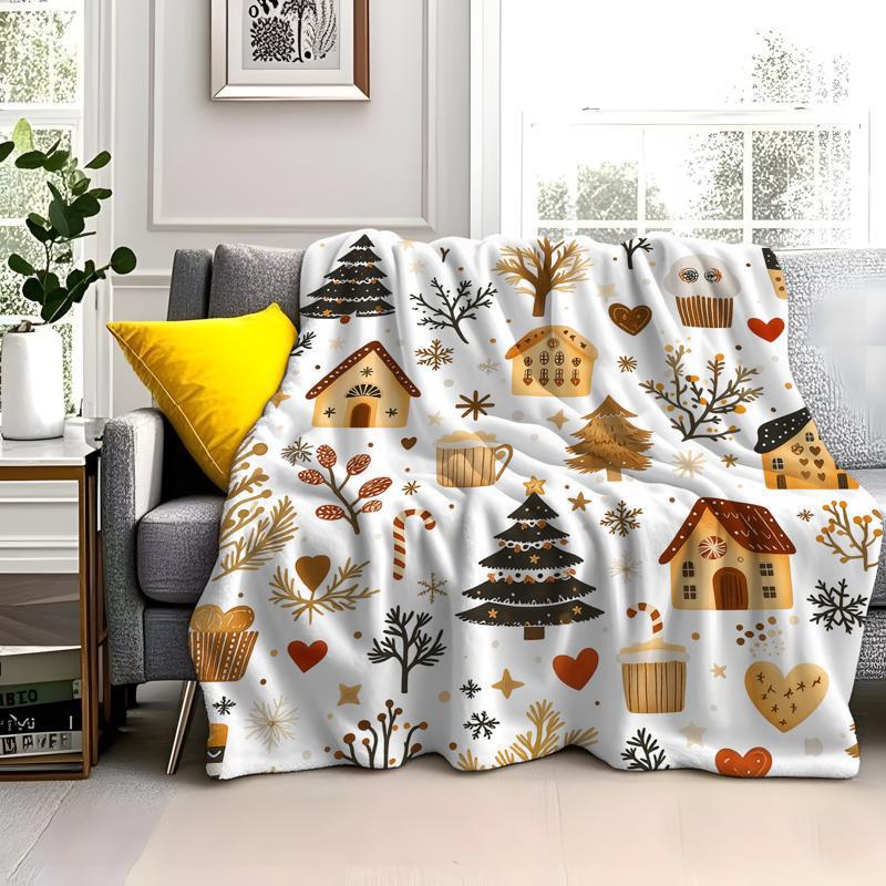 Cozy Fleece Throw Blanket – Holiday Decor, Home Comfort