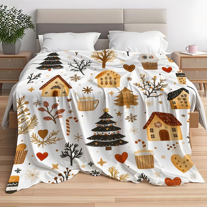 Cozy Fleece Throw Blanket – Holiday Decor, Home Comfort
