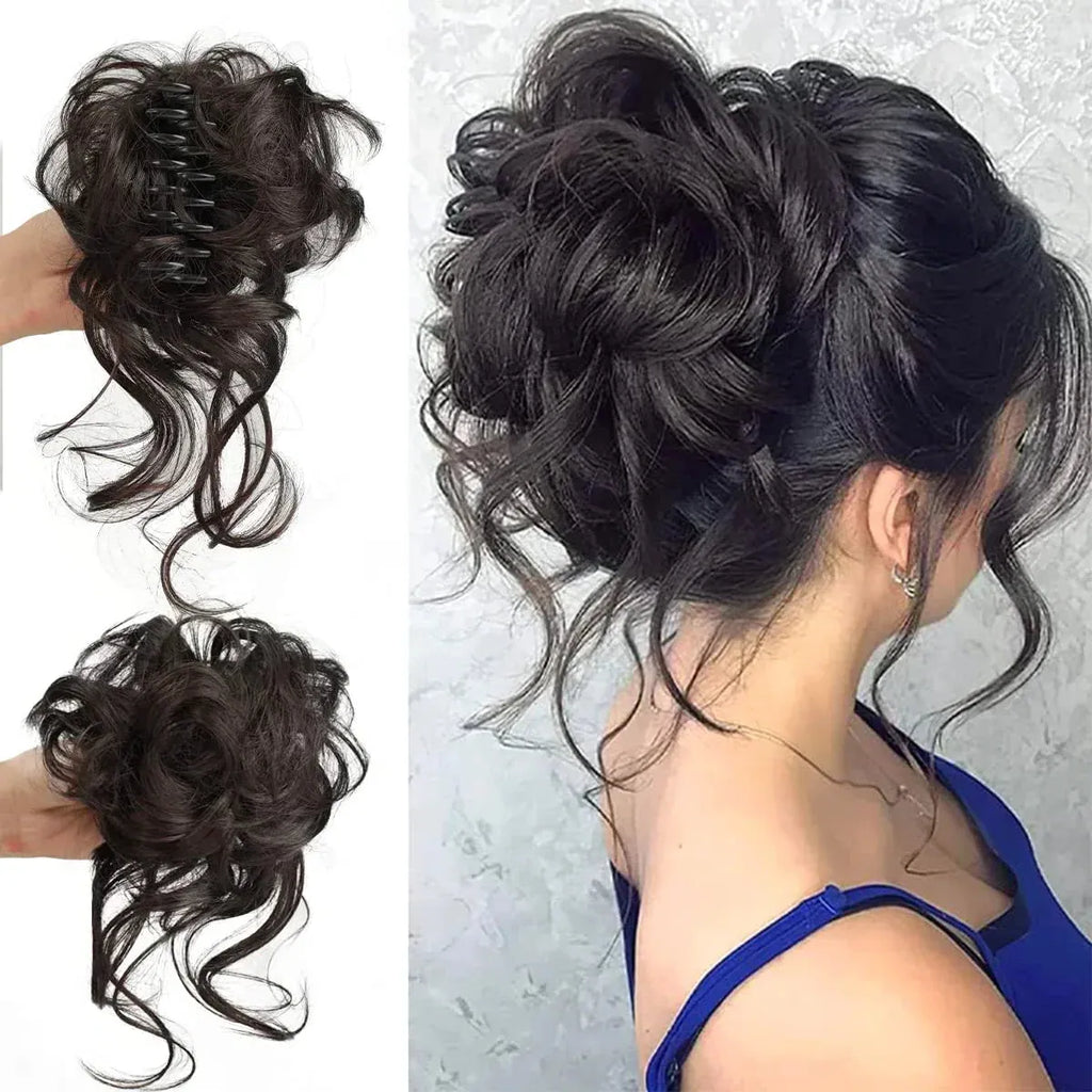 Curly Hair Bun Clip-in Hair Piece with Volume – Daily Wear, Natural Look