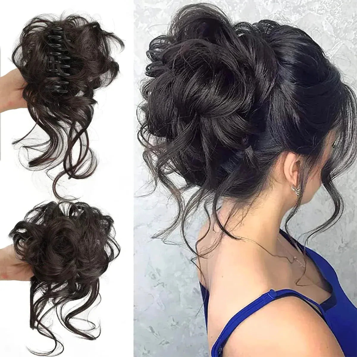 Curly Hair Bun Clip-in Hair Piece with Volume – Daily Wear, Natural Look