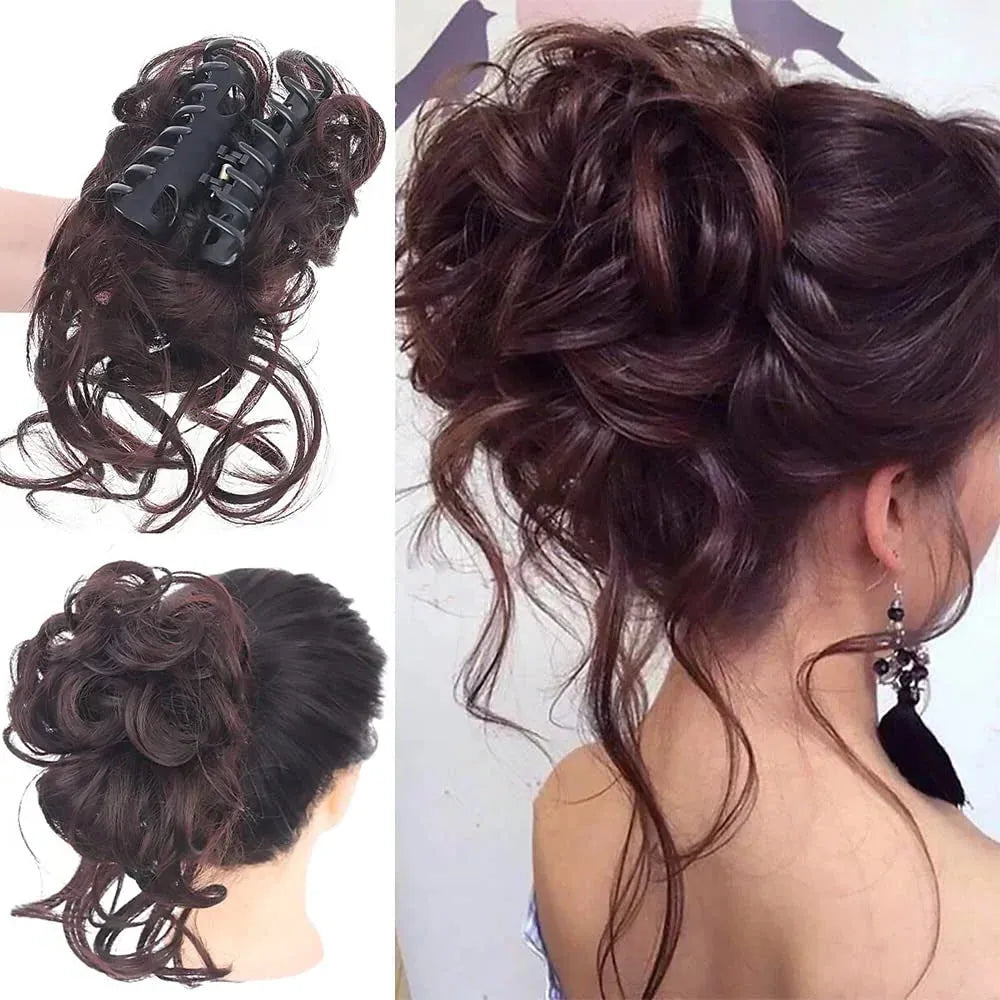 Curly Hair Bun Clip-in Hair Piece with Volume – Daily Wear, Natural Look