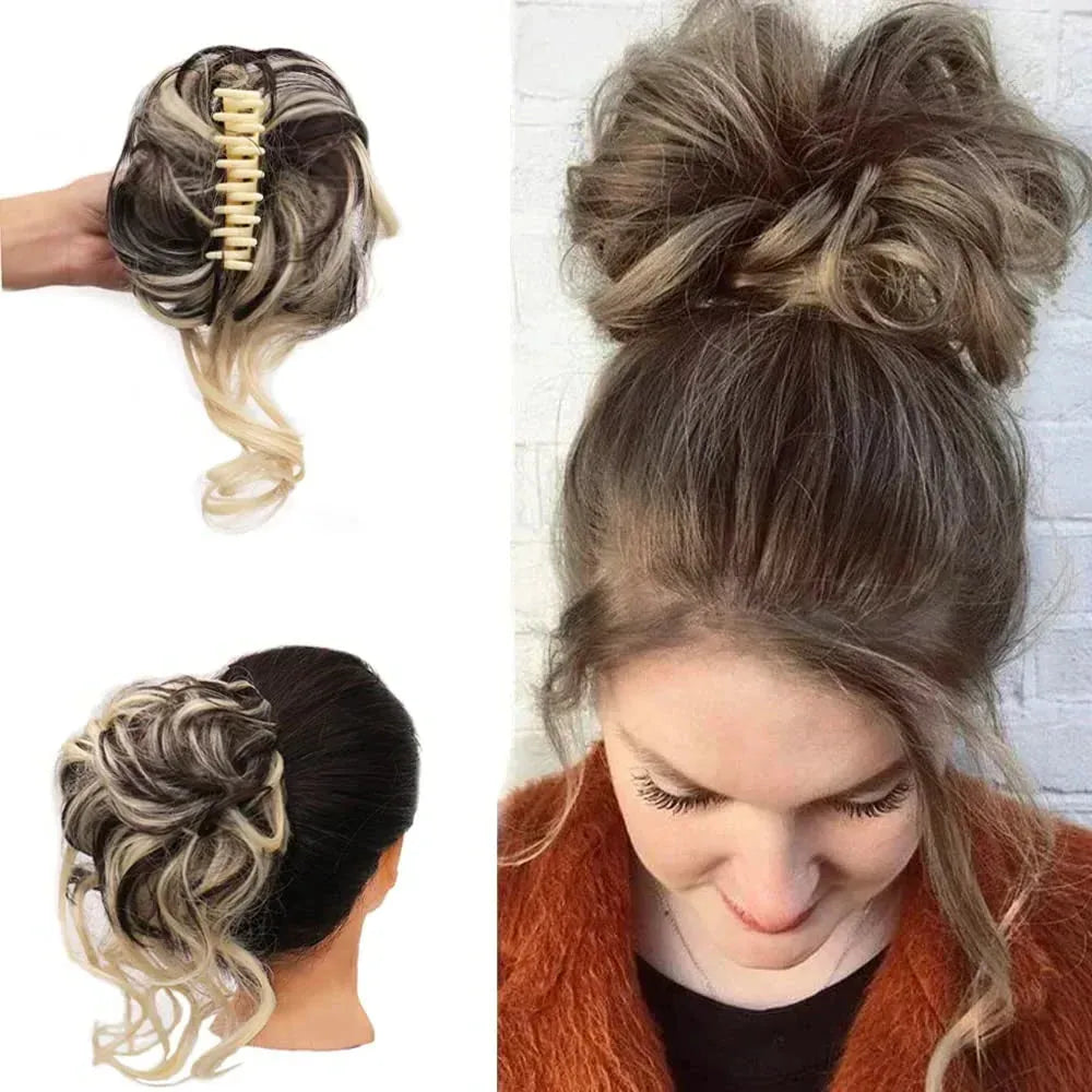 Curly Hair Bun Clip-in Hair Piece with Volume – Daily Wear, Natural Look