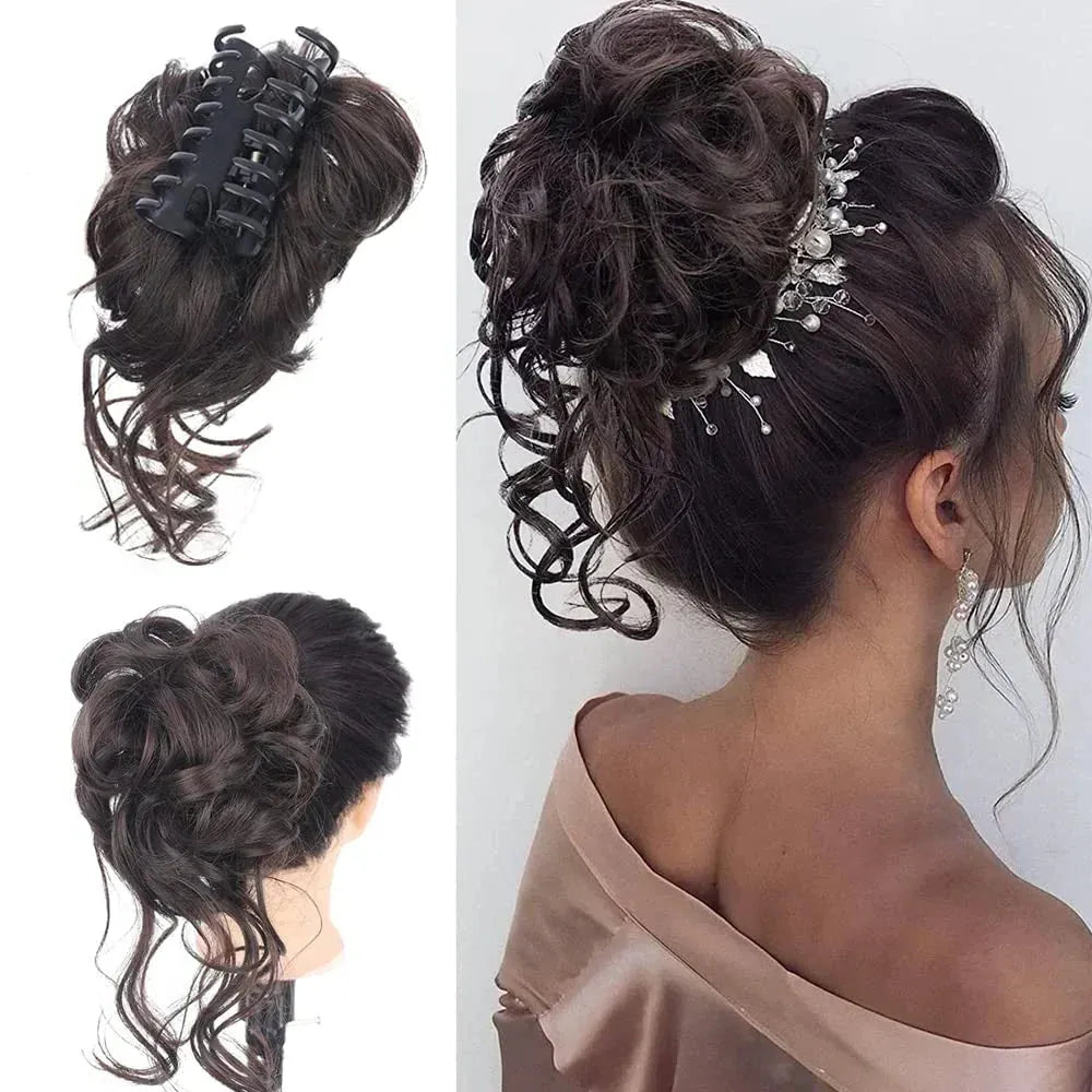 Curly Hair Bun Clip-in Hair Piece with Volume – Daily Wear, Natural Look