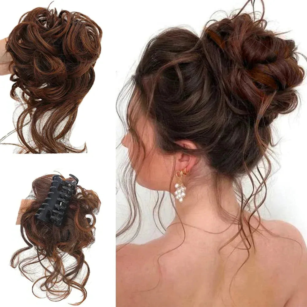 Curly Hair Bun Clip-in Hair Piece with Volume – Daily Wear, Natural Look
