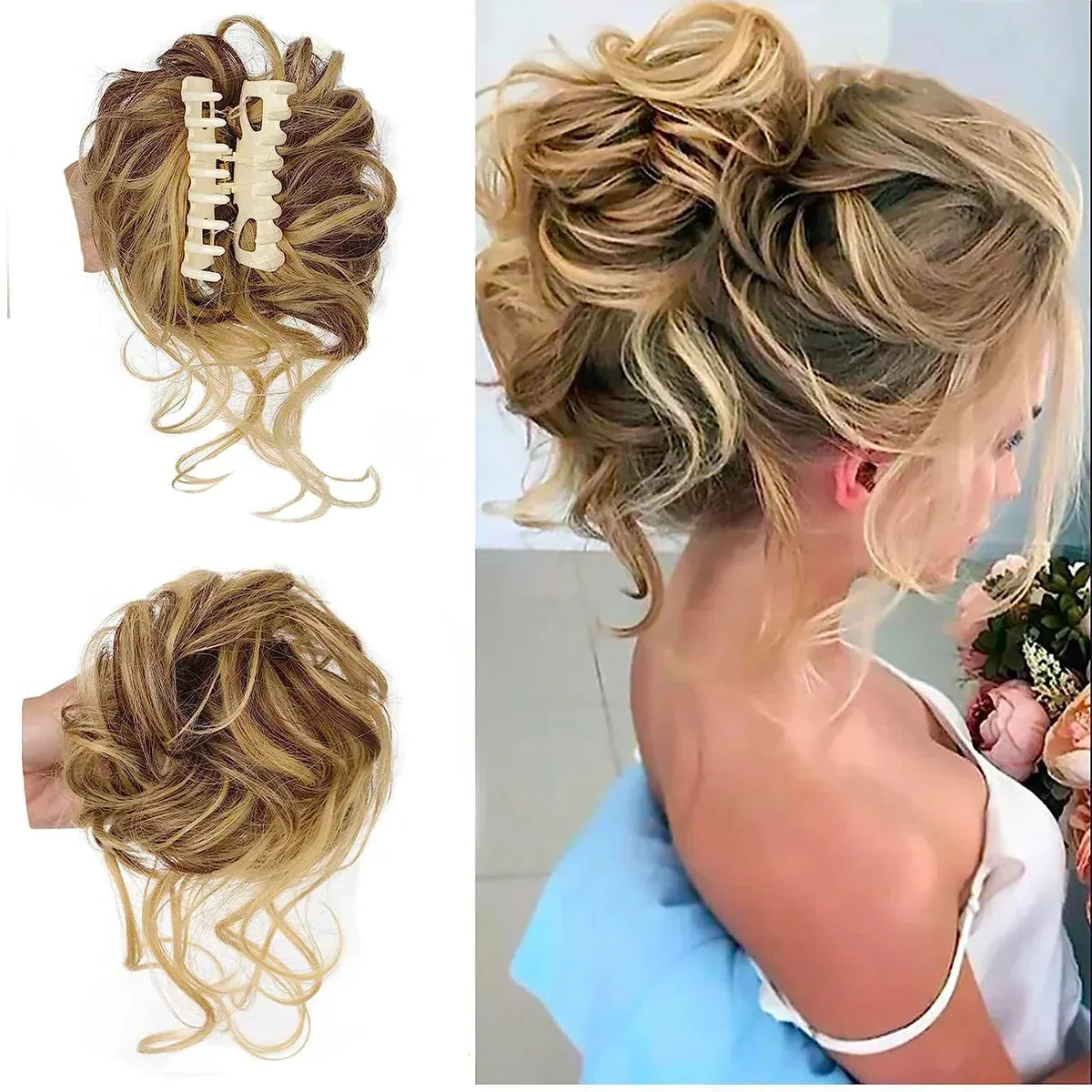 Curly Hair Bun Clip-in Hair Piece with Volume – Daily Wear, Natural Look