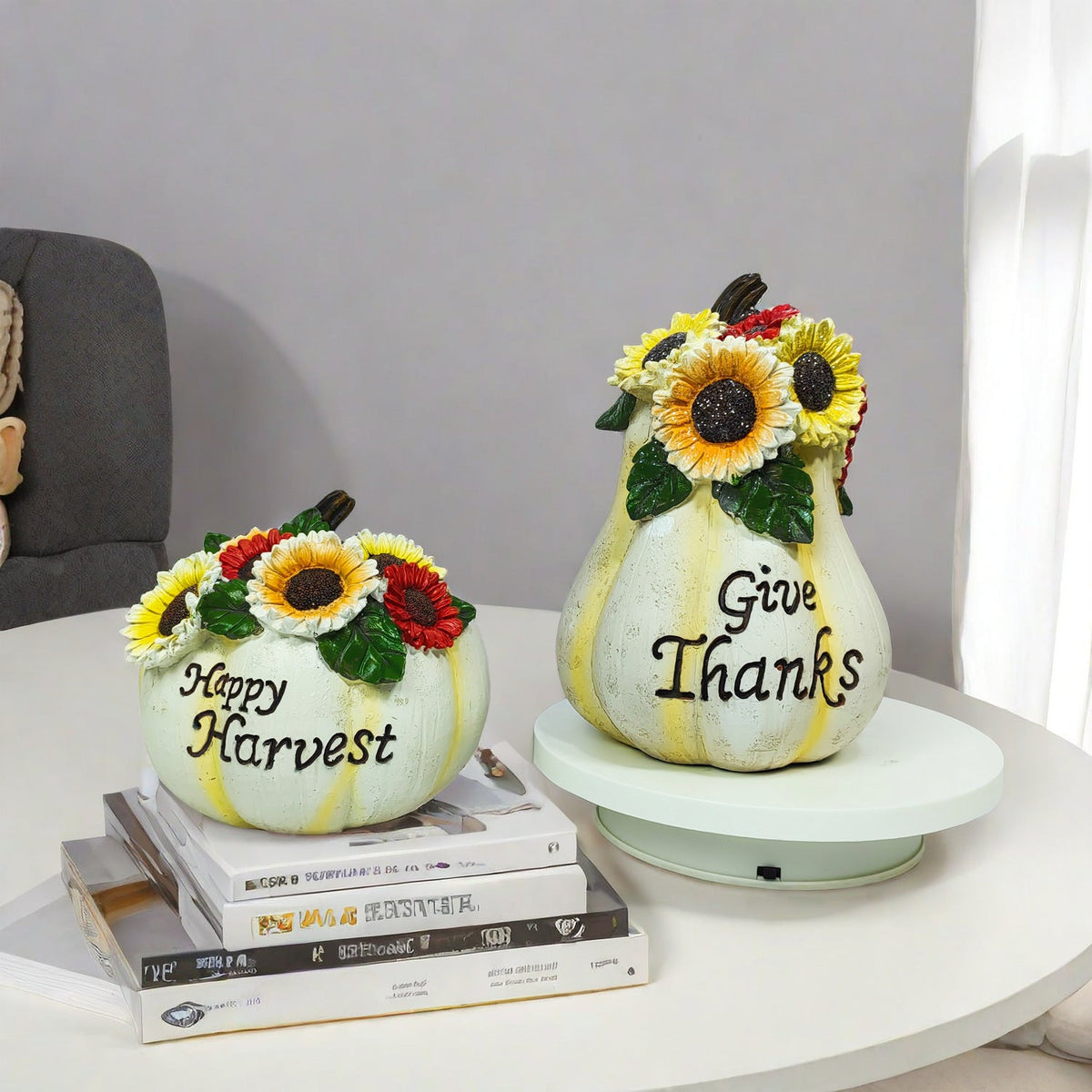 Decorative Pumpkin Sculpture – Autumn Home Decor, Halloween Decoration