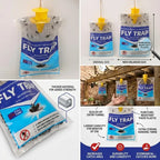 Disposable fly trap with water-soluble bait for outdoor use