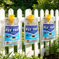 Disposable fly trap with water-soluble bait for outdoor use