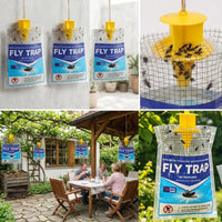 Disposable fly trap with water-soluble bait for outdoor use