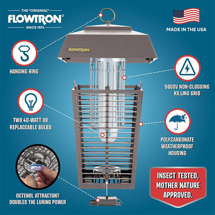 Flowtron Electric Bug Zapper 80W – Outdoor Pest Control, Garden Protection