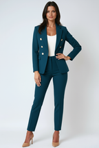 Double-Breasted Blazer Suit Set - Stylish Women's Office Wear in Classic Design
