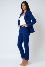 Double-Breasted Blazer Suit Set - Stylish Women's Office Wear in Classic Design