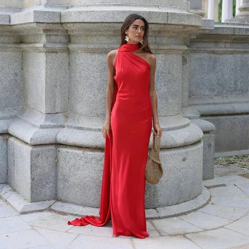 Draped Maxi Dress Women UK – Evening Gown Wedding Guest Cocktail Attire