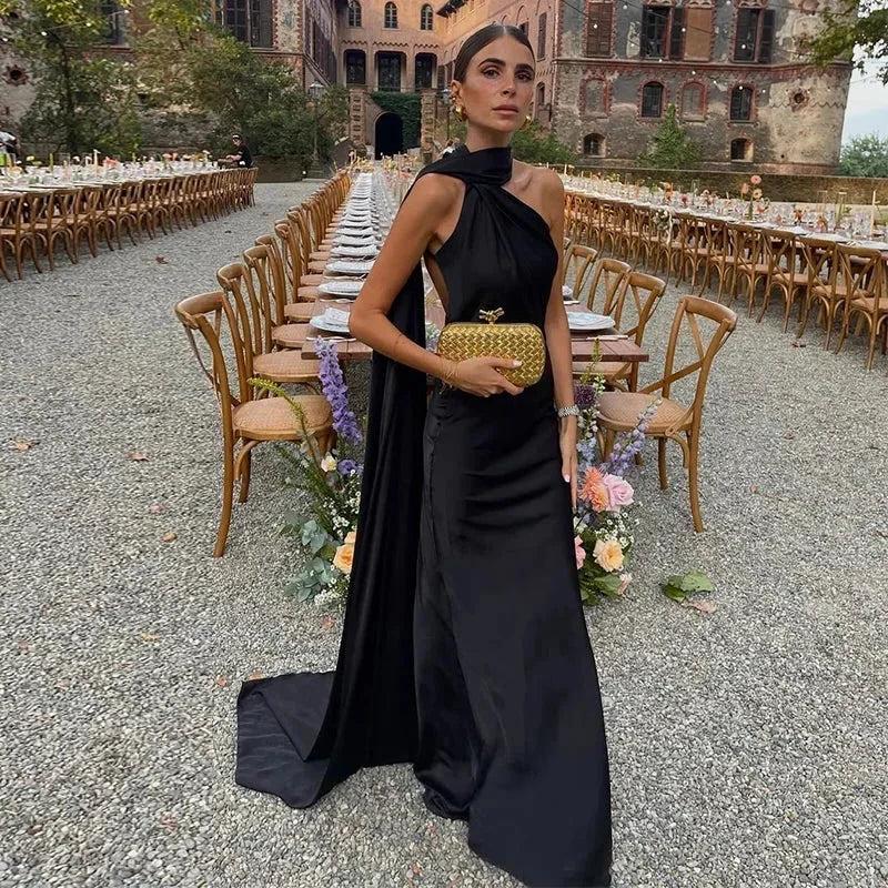 Draped Maxi Dress Women UK – Evening Gown Wedding Guest Cocktail Attire