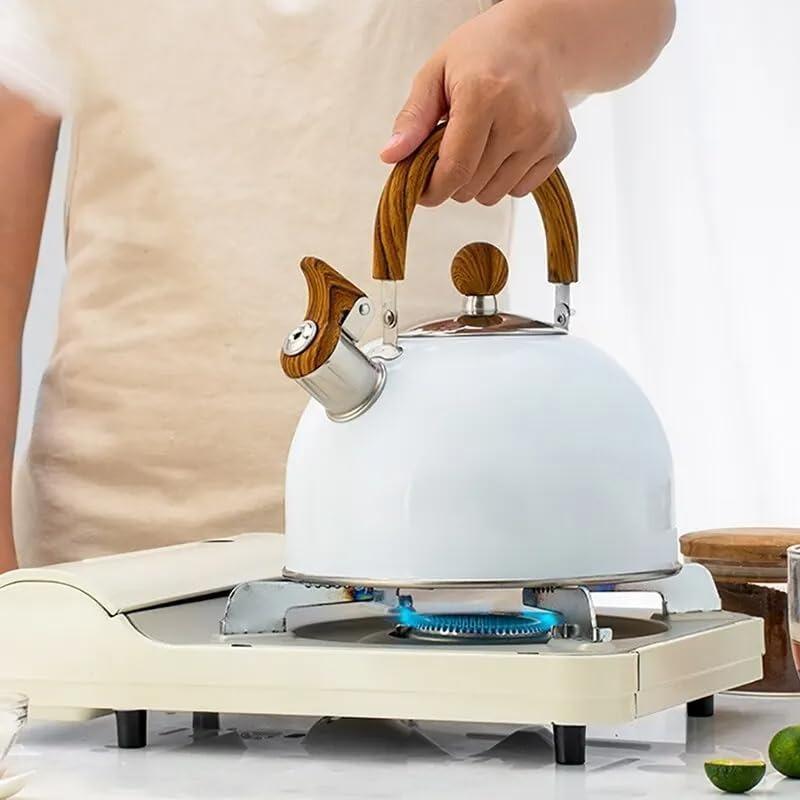 Edelstahl-Whistling Kettle mit isoliertem Griff – Kochen, Camping