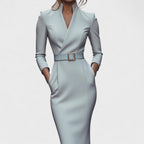 Elegant Damen-Midikleid aus Baumwolle mit Wickeloptik und Gürtel für besondere Anlässe