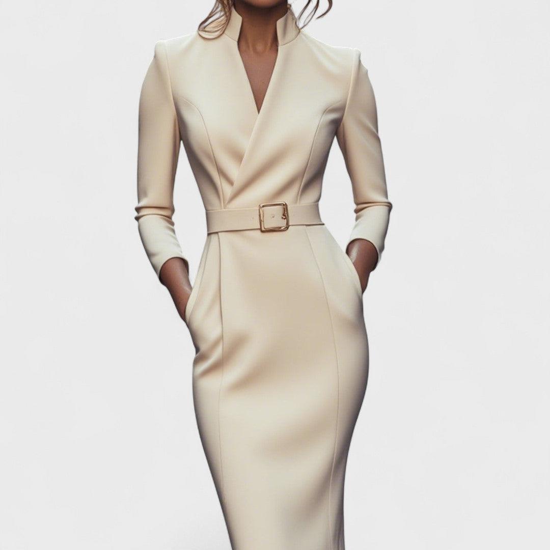 Elegant Damen-Midikleid aus Baumwolle mit Wickeloptik und Gürtel für besondere Anlässe